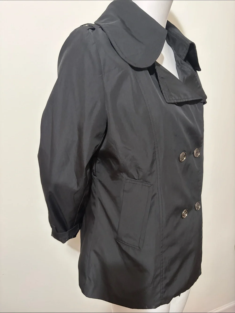 Burberry Black Double-Breasted Trench Coat Jacket Made in England - Picture 5 of 16